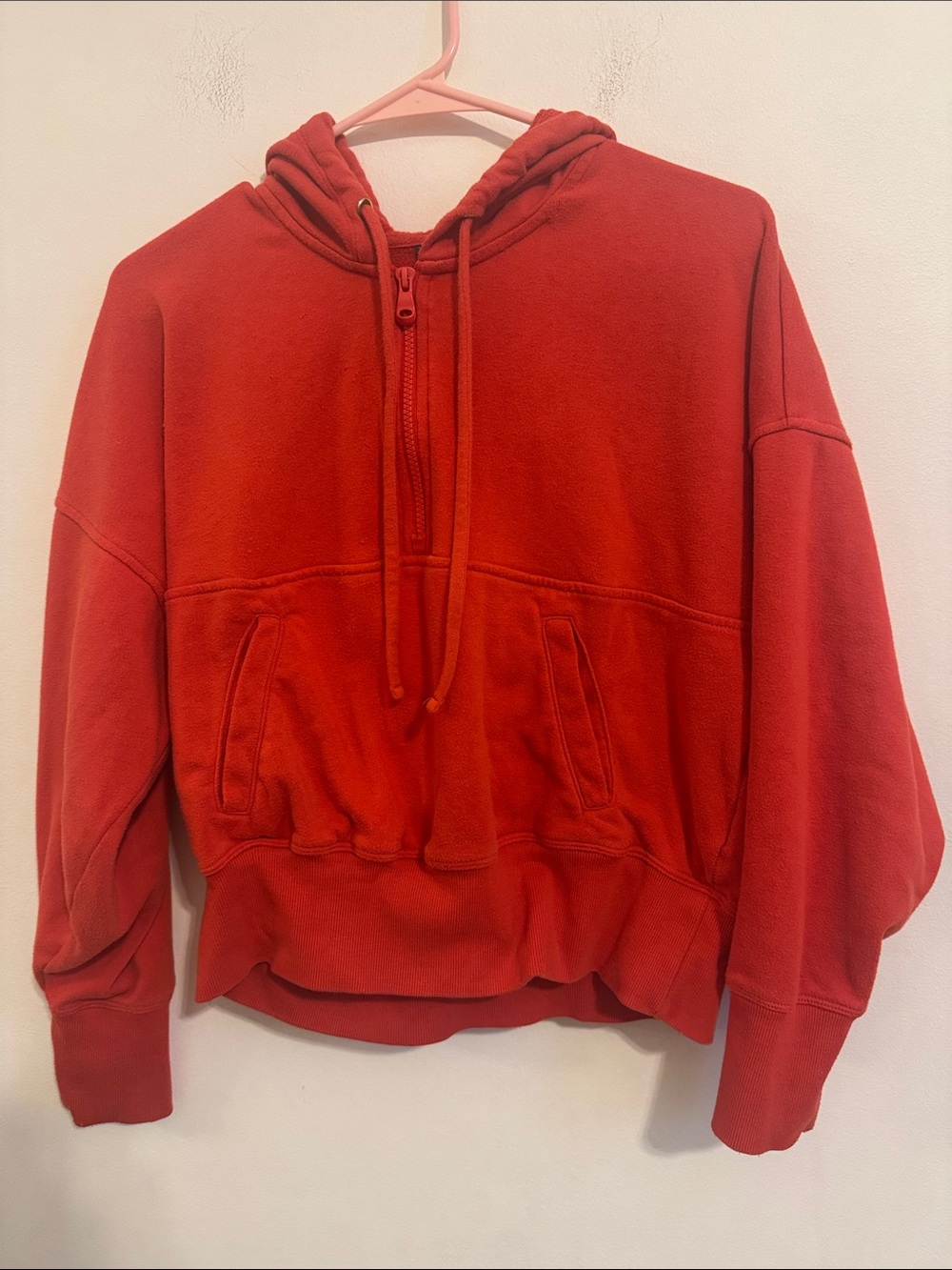 Old Navy Red Half-Zip Hooded Sweatshirt